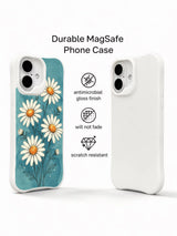 Ink-style daisies on an iPhone 16 Pro Max case