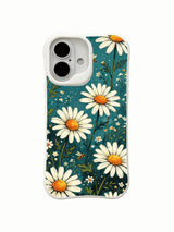 Teal Buzz pattern on an iPhone 16 Pro Max case