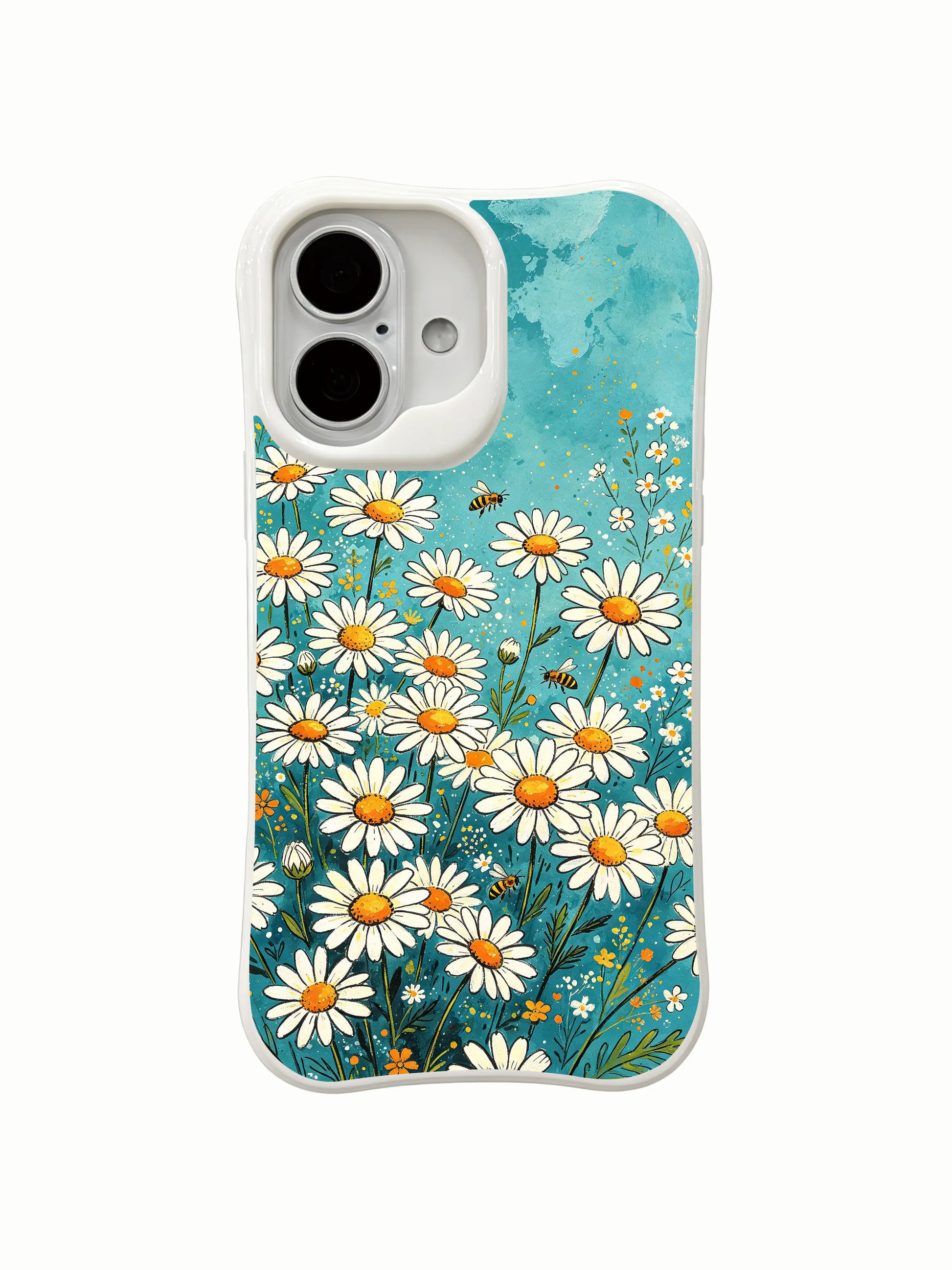 Nature-inspired wildflower art on this PhoneCasing iPhone 16 Plus Case, Mira Bloomwell’s calming garden design.