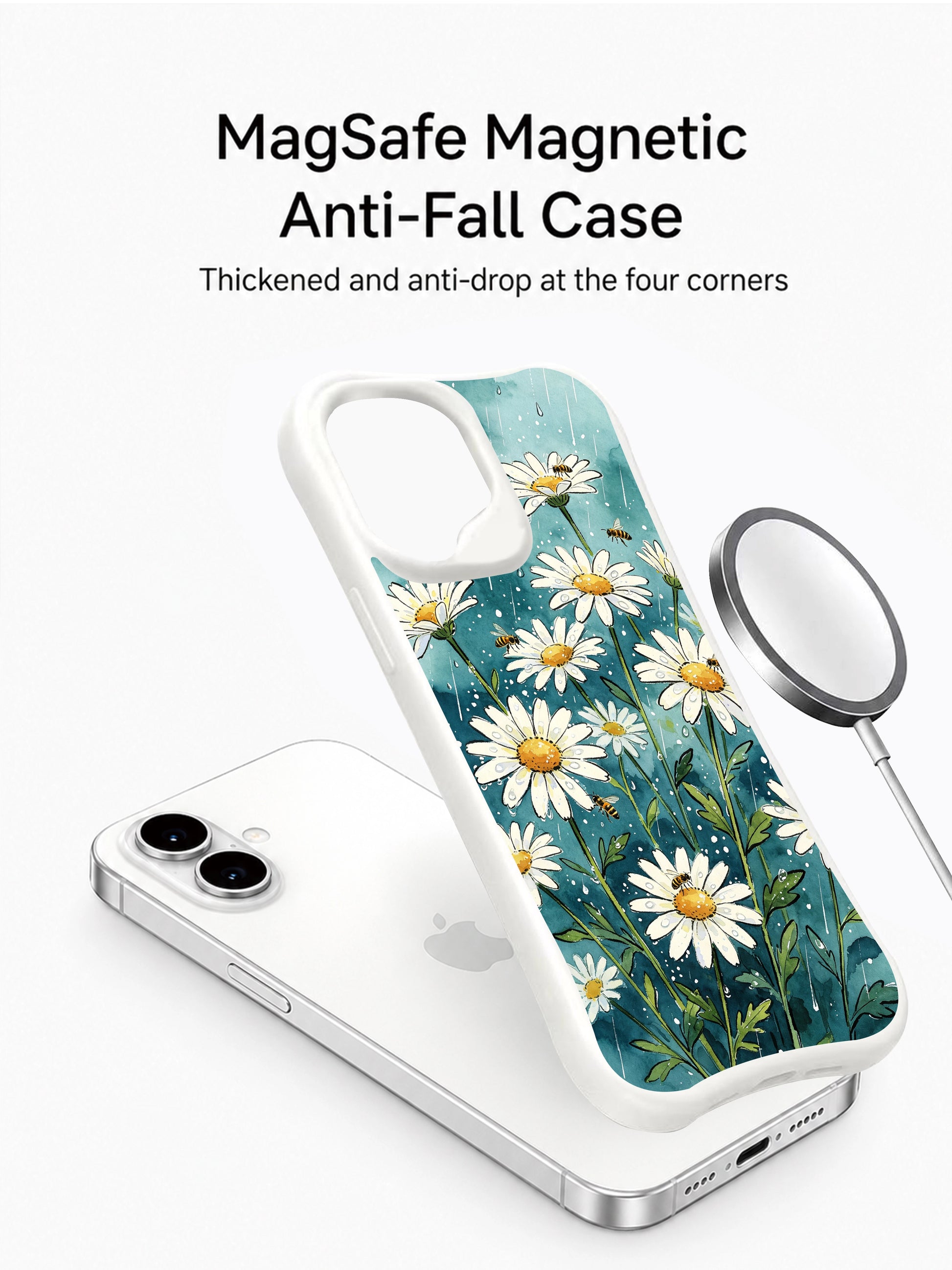 Post-Rain Bloom wearable art by Mira Bloomwell on this PhoneCasing iPhone 16 Plus Case, crafted in California with vibrant details.