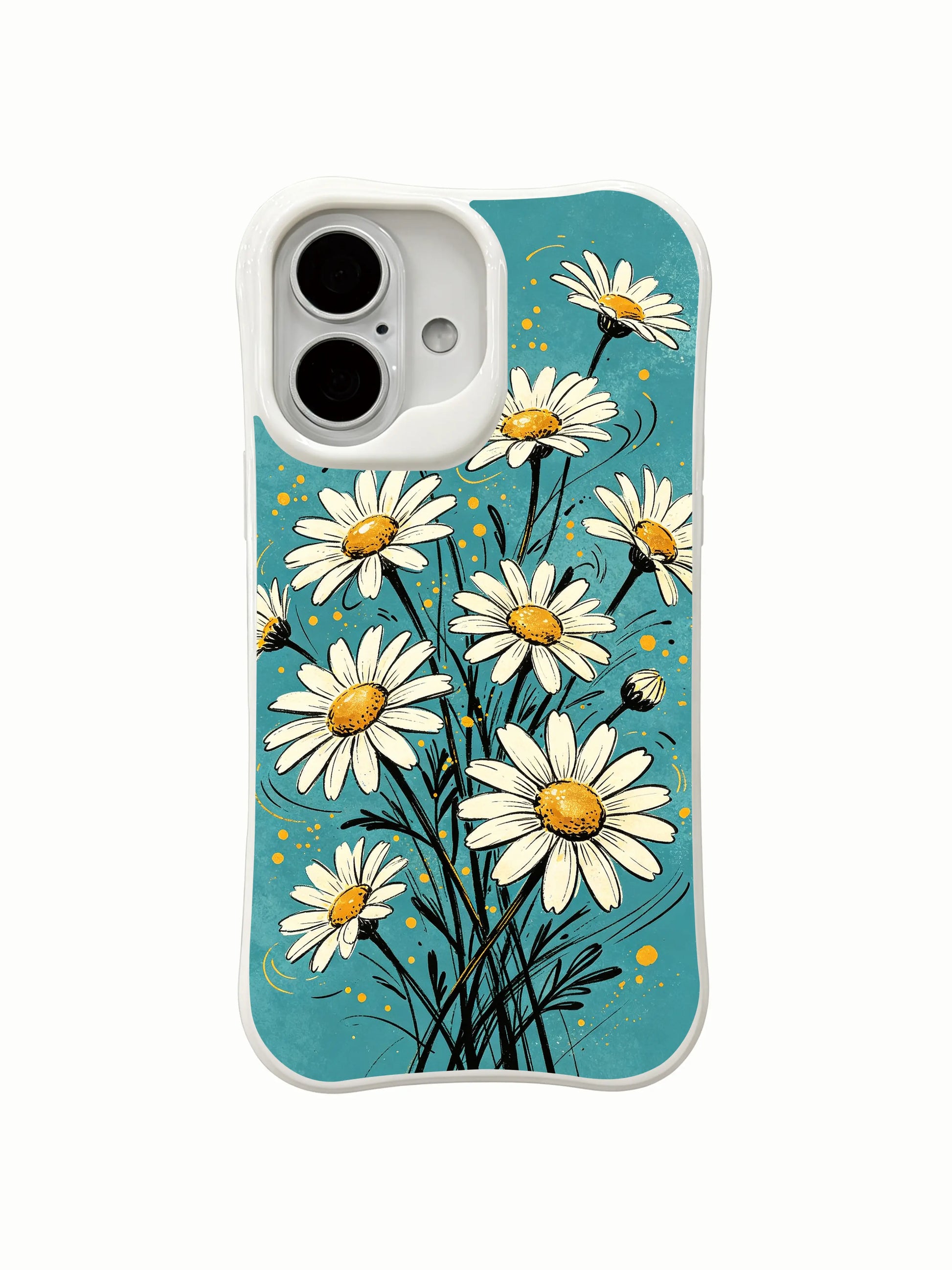 Premium scratch-resistant protection paired with dancing daisy art on this PhoneCasing iPhone 16 Plus Case.