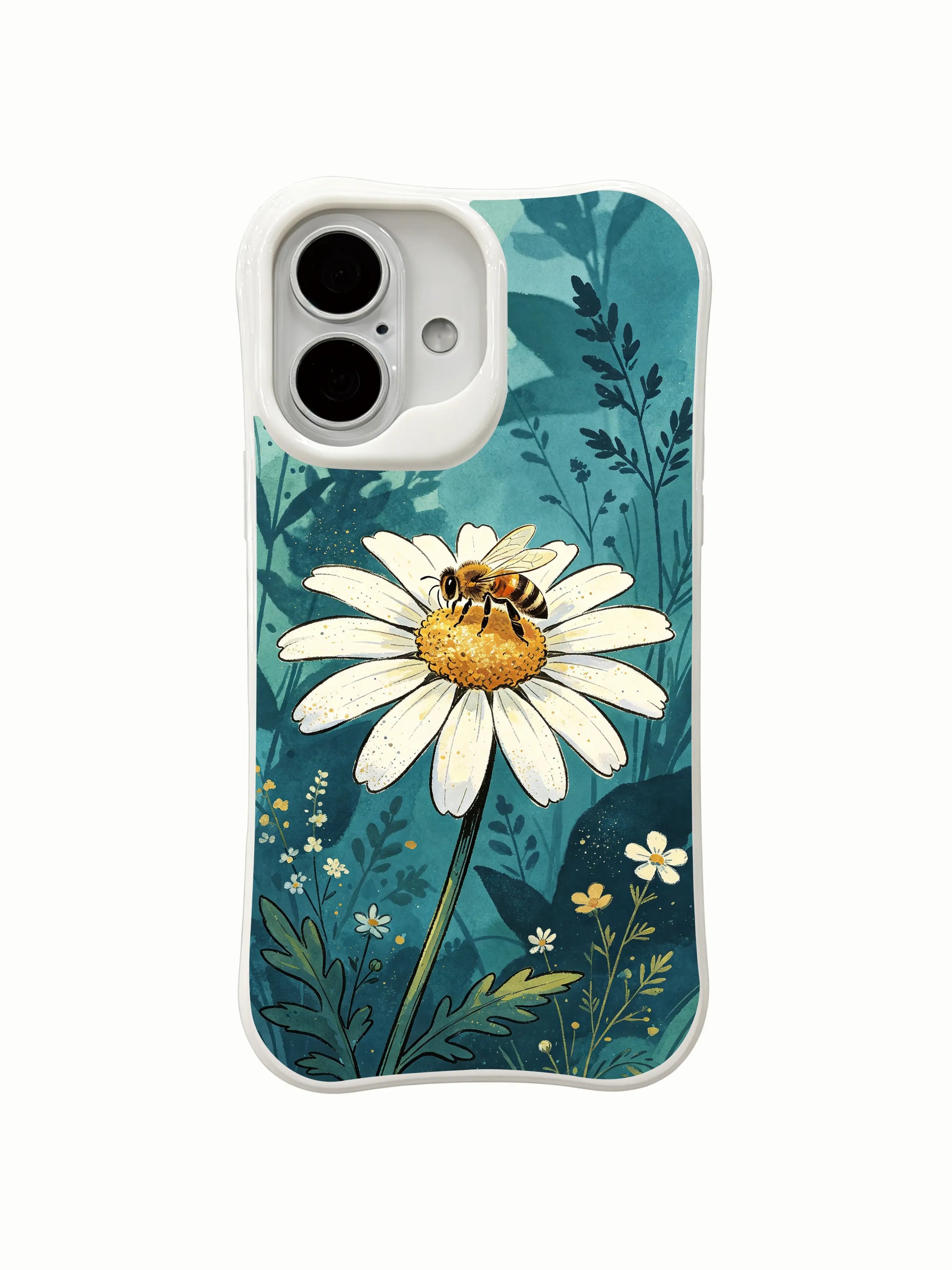 Serene garden flora art on this PhoneCasing iPhone 16 Plus Case, calm and relaxing natural aesthetics.