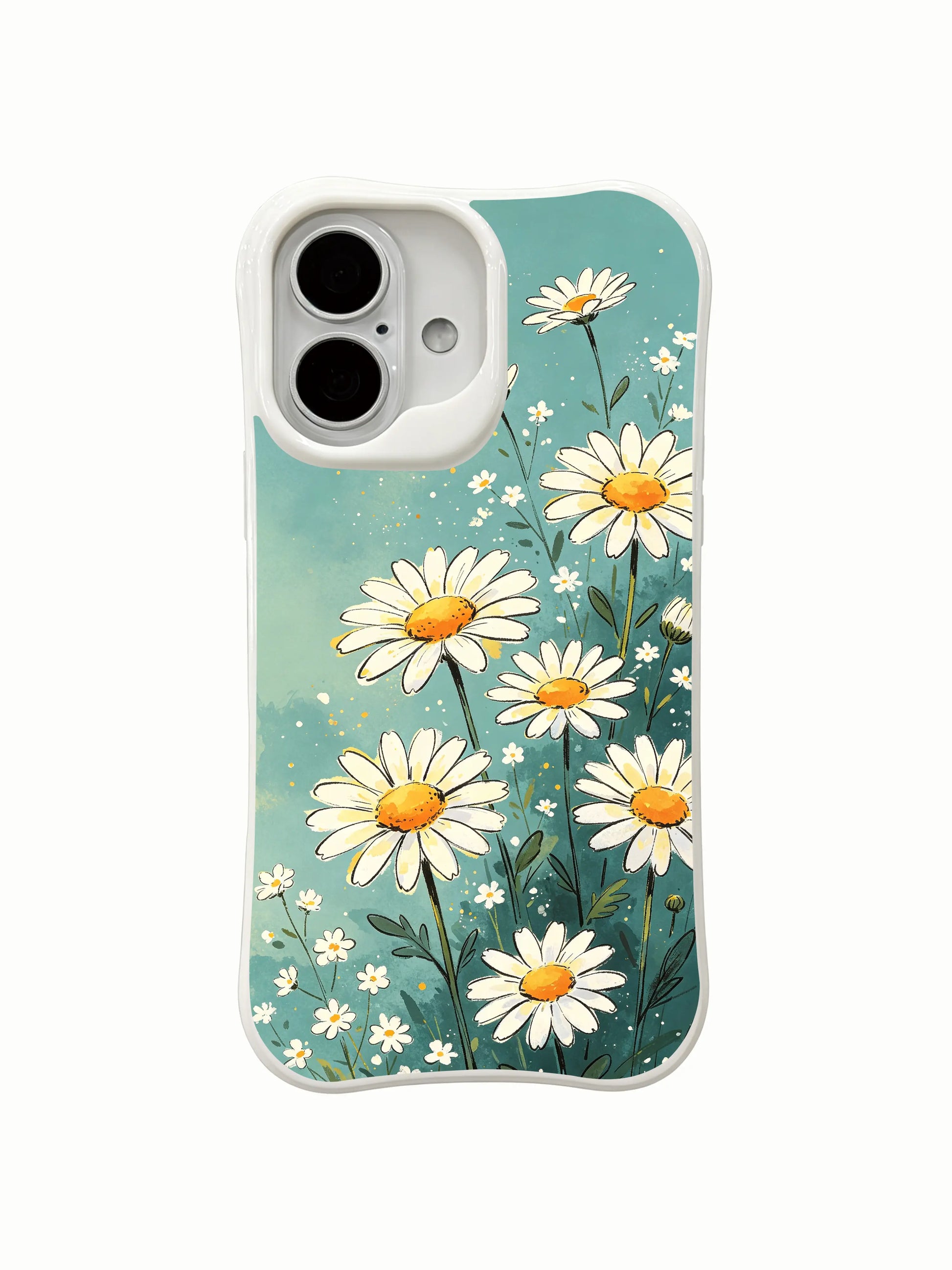 Soft Meadow Blooms illustration on this PhoneCasing iPhone 16 Plus Case, with vibrant, long-lasting print.