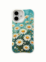 Teal Bloomscape pattern on an iPhone 16 Pro Max case