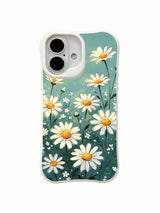 Tranquil Floral wearable art on this PhoneCasing iPhone 16 Plus Case, inspired by quiet summer meadows.