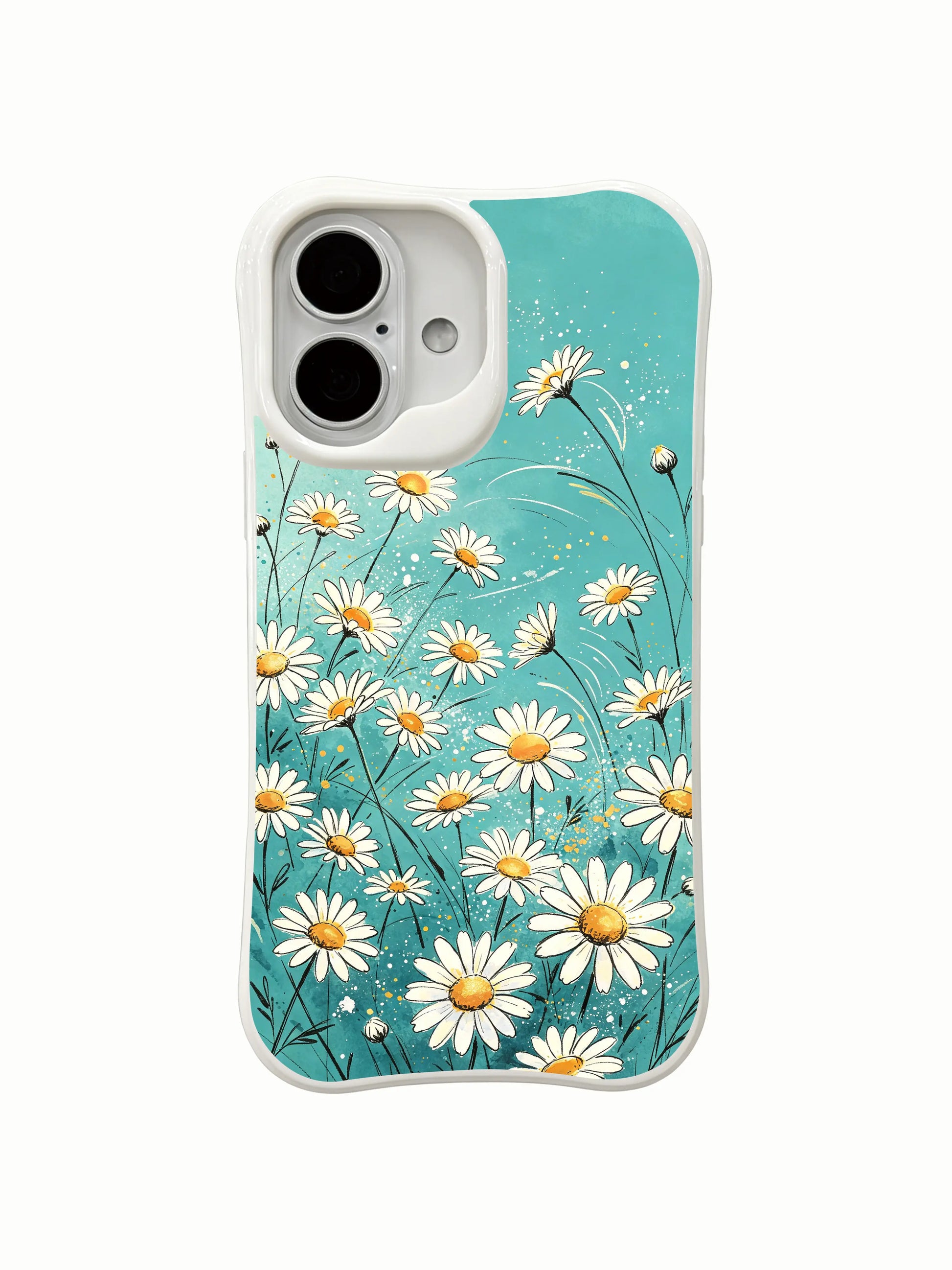 Turquoise sky and sunlit daisies on this PhoneCasing iPhone 16 Plus Case, where coastal freshness meets floral charm.