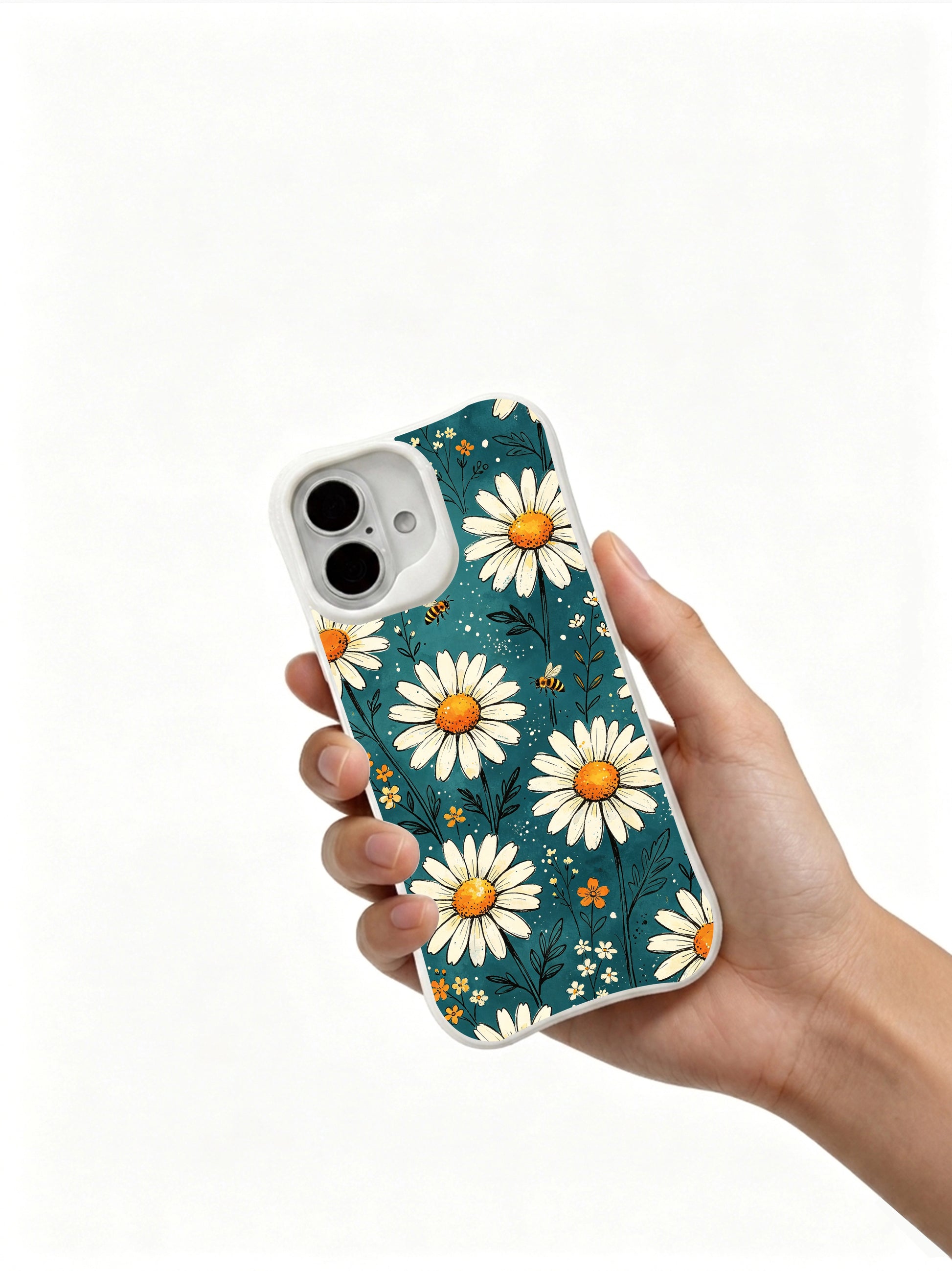 Vibrant Daisy Garden art on this PhoneCasing iPhone 16 Plus Case, bringing the energy of summer meadows to your everyday carry.
