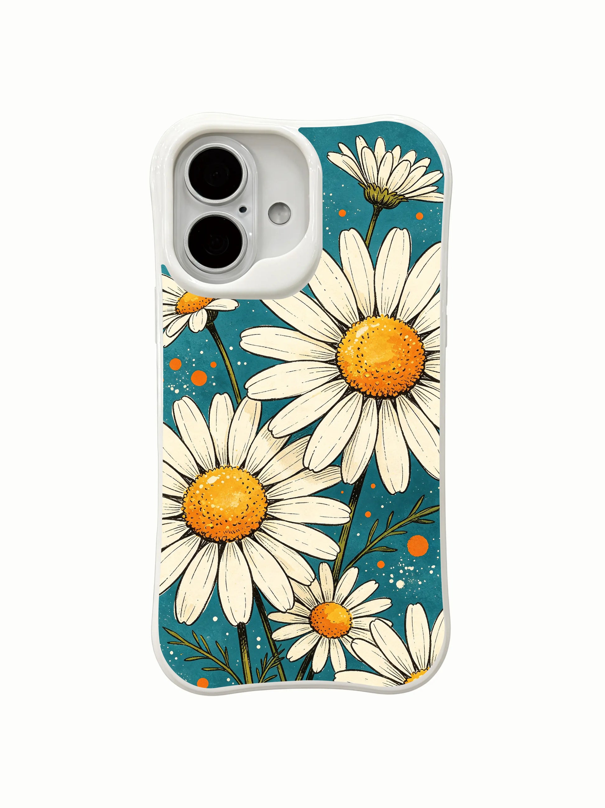Warm Floral Vibes art by Mira Bloomwell on this PhoneCasing iPhone 16 Plus Case, a unique and charming design.