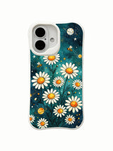 Warm Starry Blooms wearable art on this PhoneCasing iPhone 16 Plus Case, blending floral beauty with whimsical space vibes.