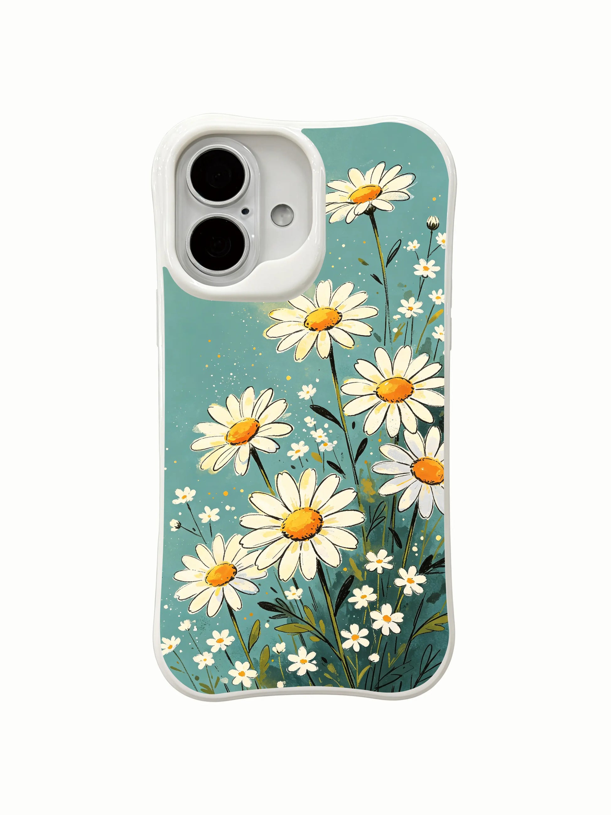 Whimsical Meadow Chat illustration on this PhoneCasing iPhone 16 Plus Case, crafted with durable anti-drop protection.