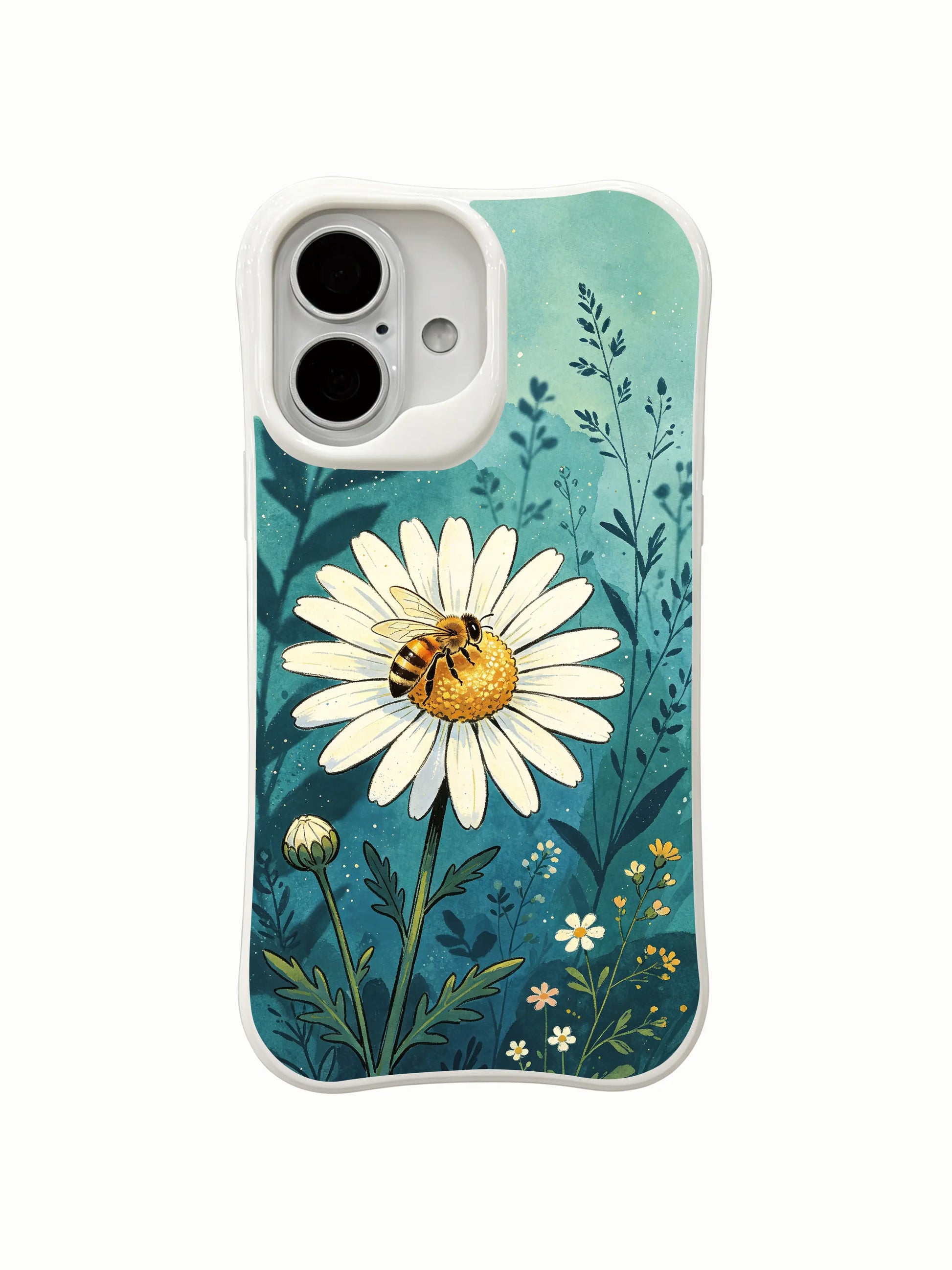 Elegant wildflower and shadow scene on this PhoneCasing iPhone 16 Plus Case, layered artistic composition.