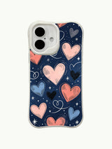 Whimsy Nocturne heart pattern on an iPhone 16 Plus case