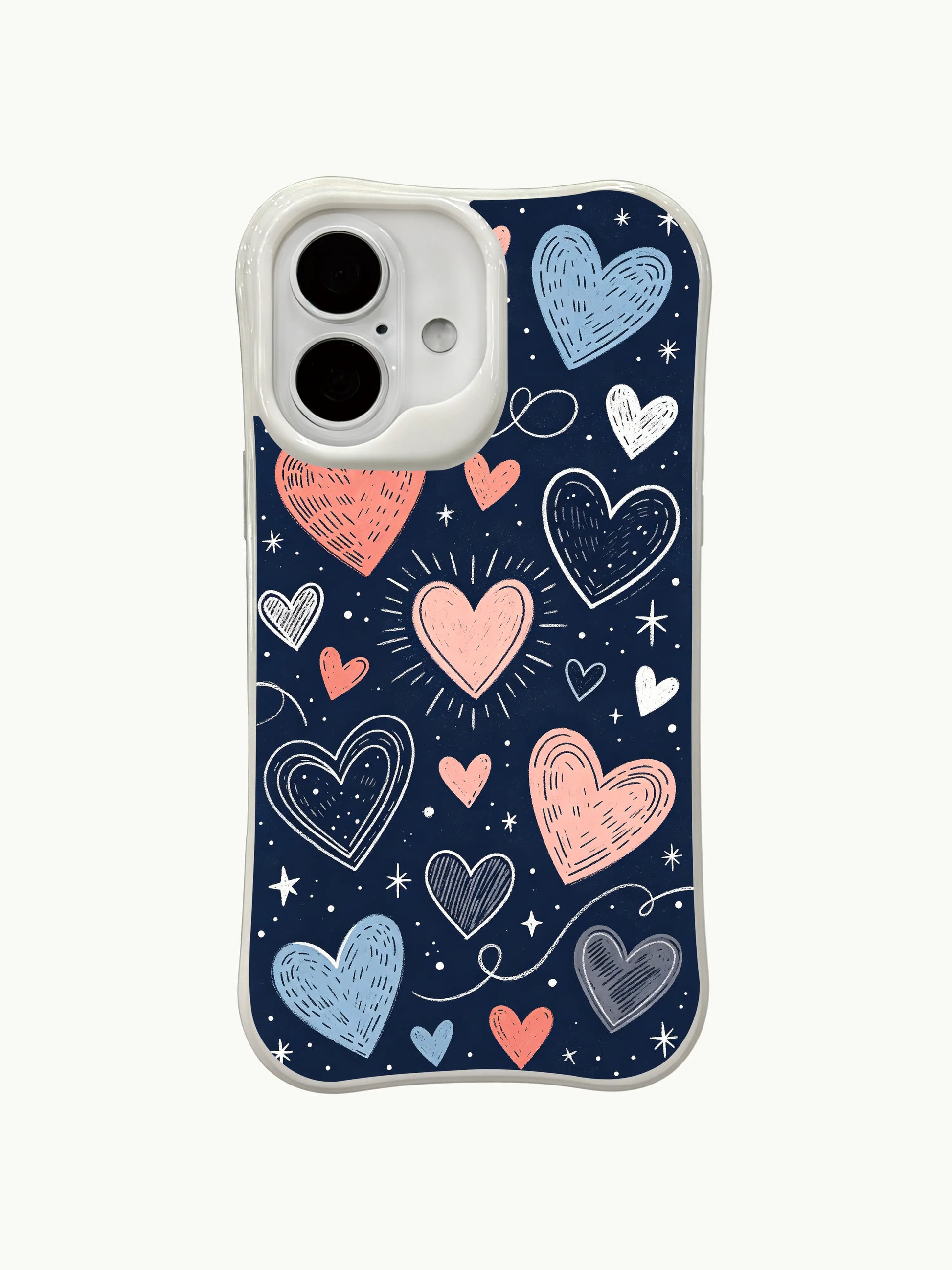 PhoneCasing iPhone 16 Plus case with tender expectation hearts. The soft colors and stardust details convey quiet hope in this stylish iphone 16 plus casing.
