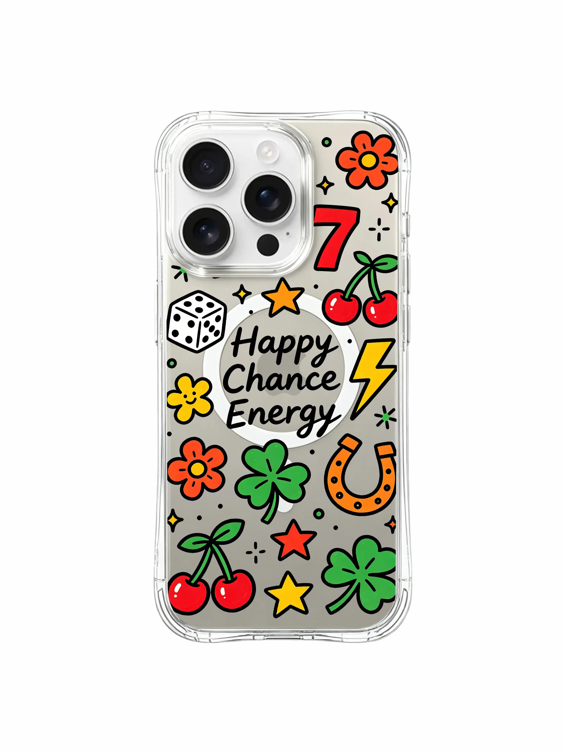PhoneCasing iPhone 16 Pro Max MagSafe Case - Cute 777 Lucky Chance Print, Anti-Fall
