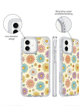 Balanced mix blush pink, tangerine, mint teal & lavender daisy Cream Color Daisy Parade iPhone 16 pro max casing, warm cream base joyful floral design from PhoneCasing iPhone 16 pro max line.
