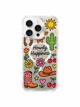 PhoneCasing iPhone 16 Pro Max lightweight shockproof MagSafe case, Howdy Happiness western doodle illustration for bold unapologetic joyful self-expression