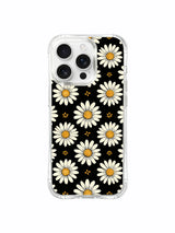 PhoneCasing iPhone 16 Pro Max Case showcasing the exclusive Black Honey Daisies art by Daisy Vale, a unique wearable art case made for iPhone 16 Pro Max users.