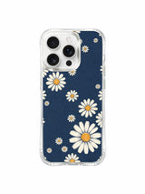 PhoneCasing iPhone 16 Pro Max Case showcasing the exclusive Indigo Canvas Daisies art by Daisy Vale, a unique wearable art case made for iPhone 16 Pro Max users.