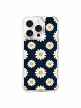 PhoneCasing iPhone 16 Pro Max Case showcasing the exclusive Navy & Cream Daisies art by Daisy Vale, a unique wearable art case made for iPhone 16 Pro Max users.