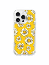 PhoneCasing iPhone 16 Pro Max Case showcasing the exclusive Sunny Yellow Daisies art by Daisy Vale, a unique wearable art case made for iPhone 16 Pro Max users.