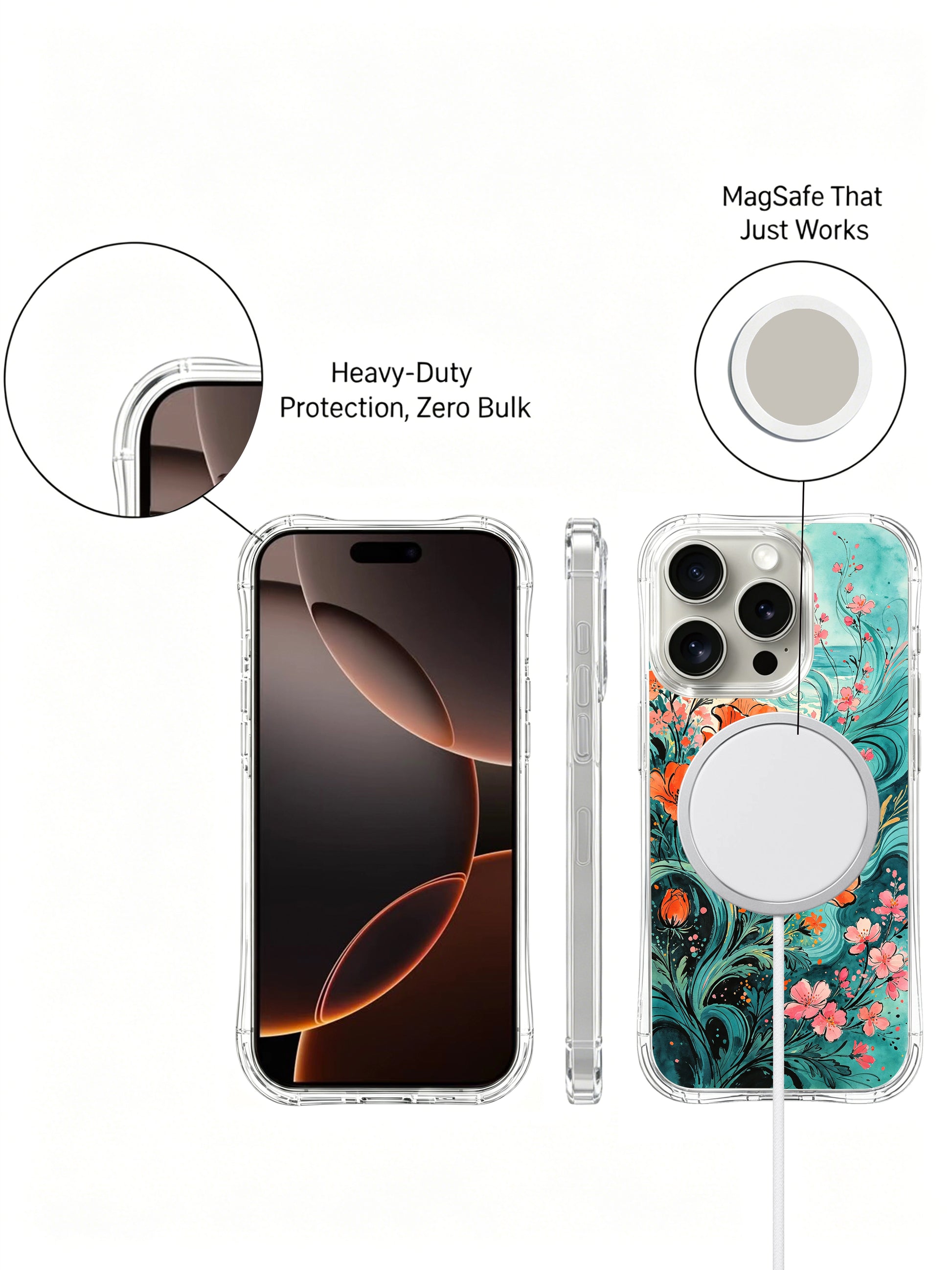 PhoneCasing Artist Designed Coastal Poppy Garden iPhone 16 Pro Max Case, Aurora Bloom’s exclusive illustration of a seaside wildflower meadow.