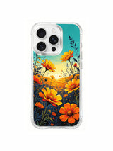 PhoneCasing Artist Designed Sunset Poppy Garden iPhone 16 Pro Max Case, Aurora Bloom’s exclusive illustration of meadow flowers.
