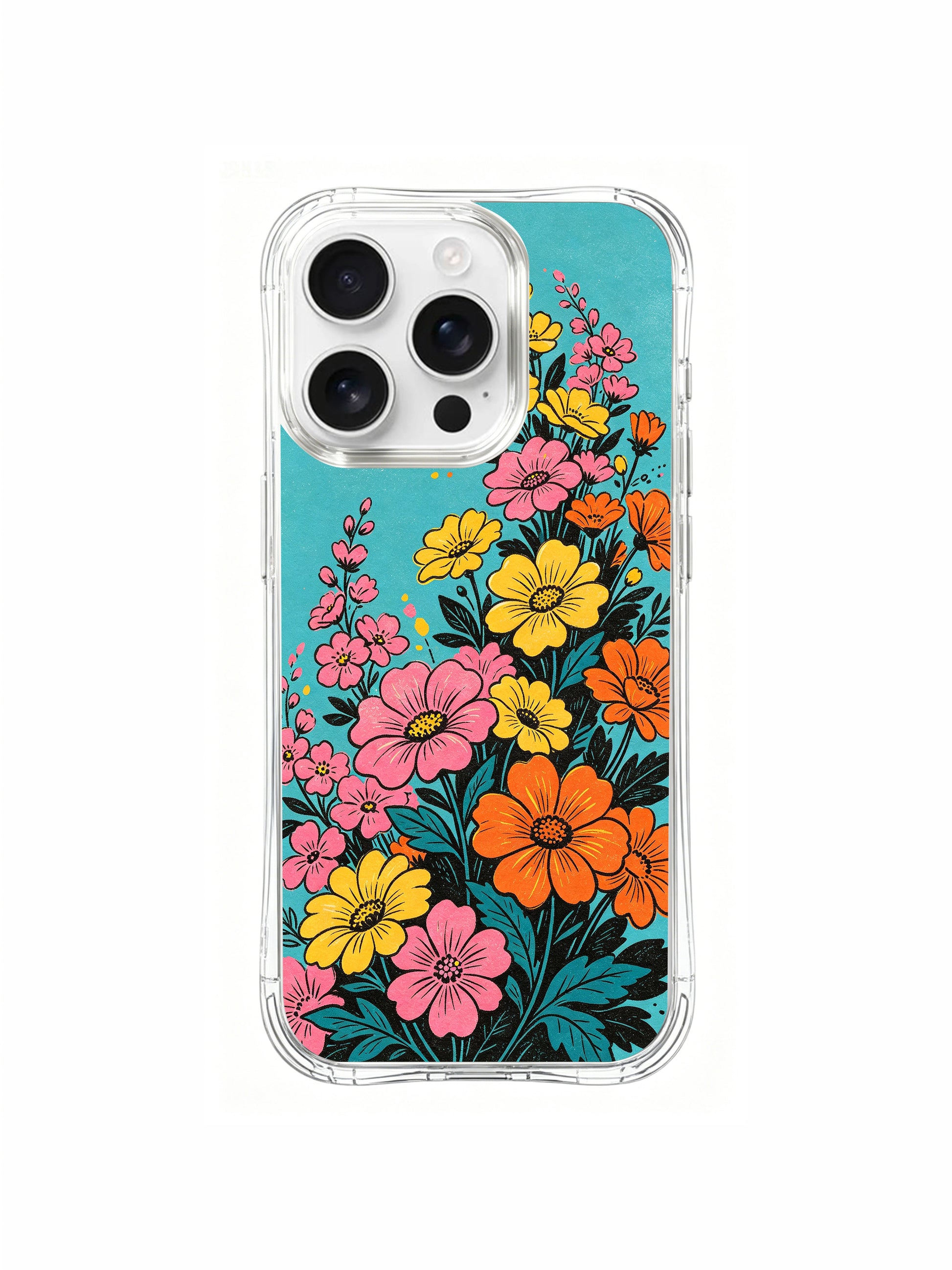  PhoneCasing Aurora Bloom "Festival" art on an iPhone 16 Pro Max Case, a lively floral illustration that captures the warmth and joy of summer.
