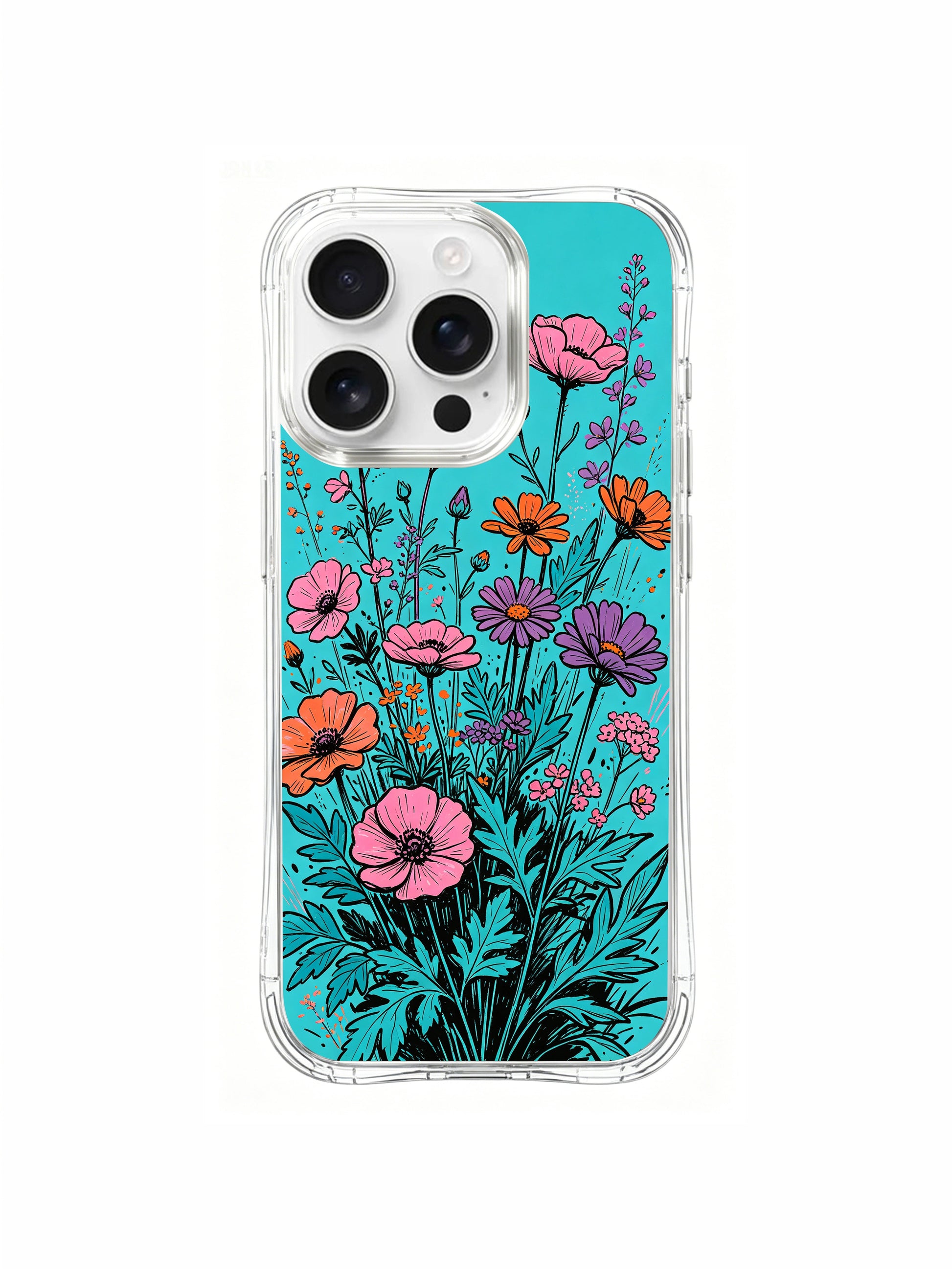 PhoneCasing Aurora Bloom Wildflower Dance iPhone 16 Pro Max Case, a rhythmic and vibrant floral pattern.
