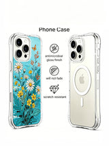PhoneCasing beachside daisy bouquet illustration on an iPhone 16 Pro Max Case, a soft, breezy piece that captures the feeling of a summer shoreline.
