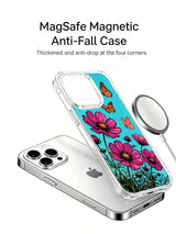 Blue-sky butterfly garden on an iPhone 16 Pro Max case
