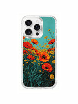 Burning meadow with daisies on an iPhone 16 Pro Max case