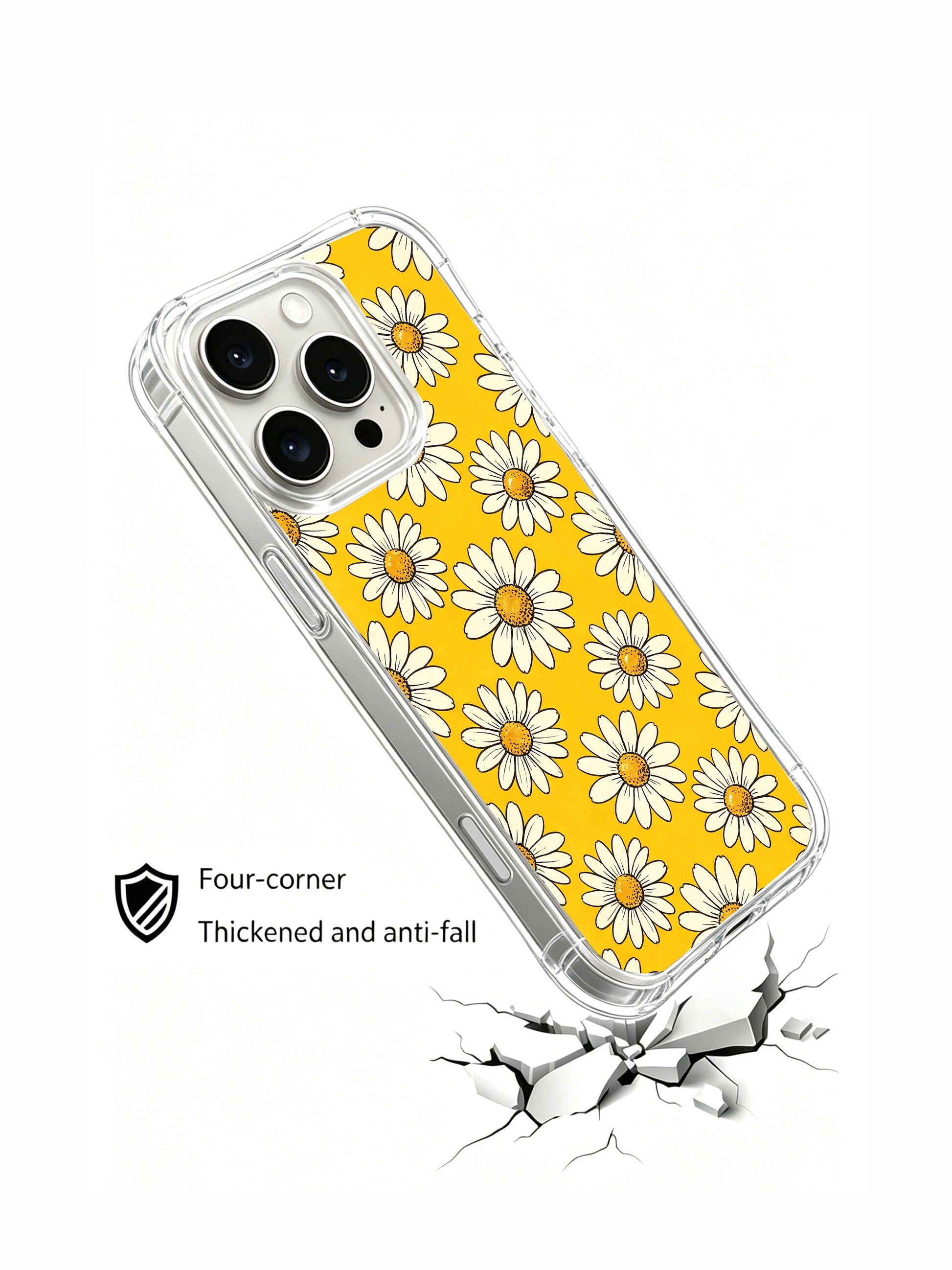 PhoneCasing iPhone 16 Pro Max Case with the Sunshine Bloom Daisies design, hand-drawn by Daisy Vale to represent joy and confidence.