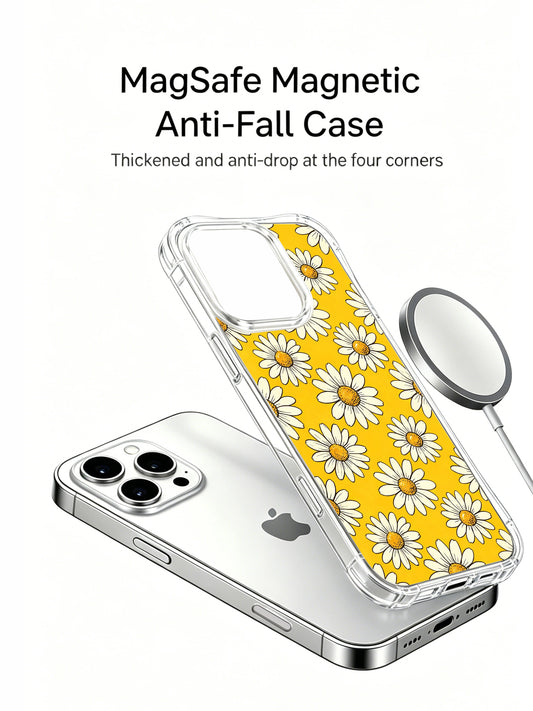 PhoneCasing iPhone 16 Pro Max Case with hand-drawn sunshine yellow daisy art from Daisy Vale, a lively pattern that captures the joy of a perfect sunny day.