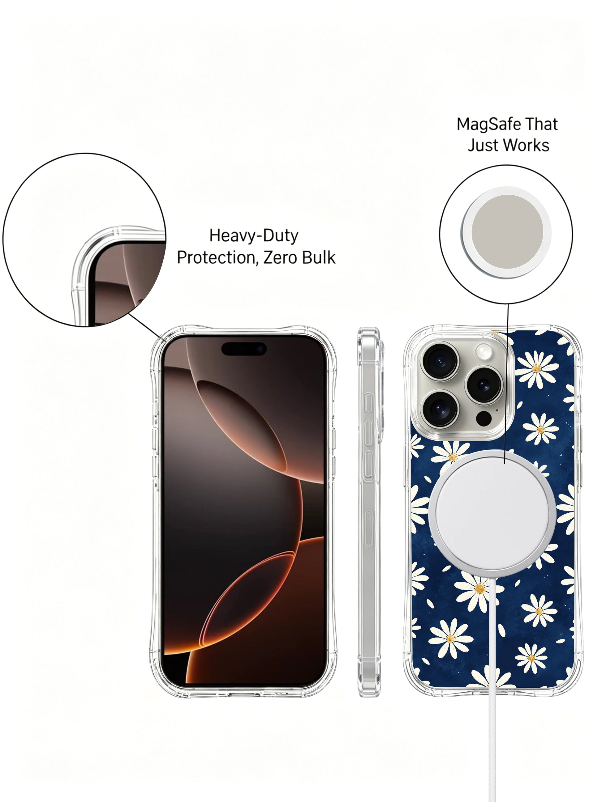 PhoneCasing iPhone 16 Pro Max Case with the deep sea daisy garden design by Daisy Vale, a durable MagSafe-compatible case made in California.