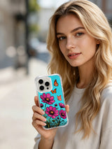 Dreamy floral butterfly illustration on an iPhone 16 Pro Max case