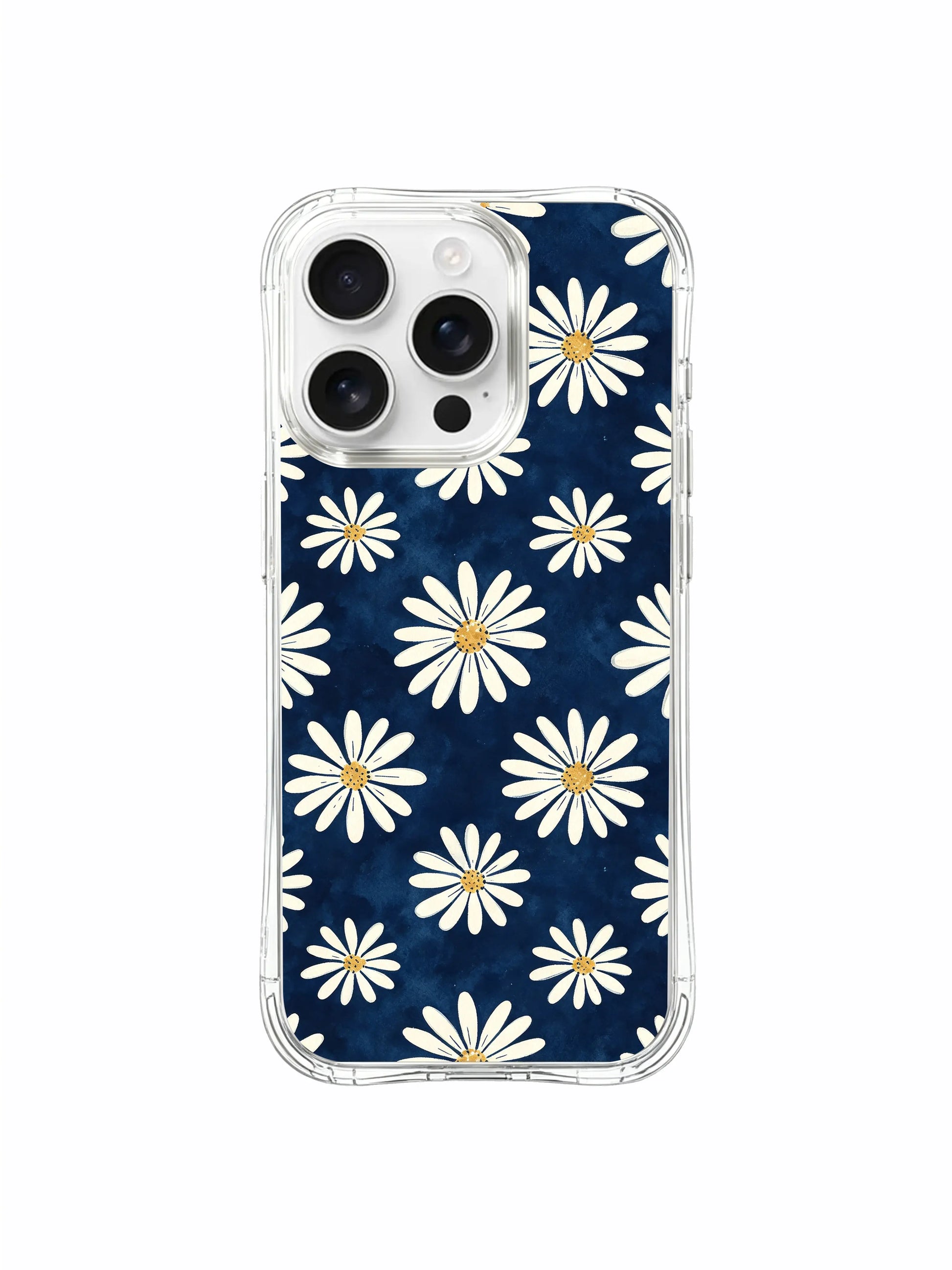PhoneCasing iPhone 16 Pro Max Case featuring the dreamy watercolor ocean blue daisy art by Daisy Vale, a whimsical pattern that evokes the magic of summer nights.