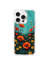 Energetic floral burst meadow on an iPhone 16 Pro Max case