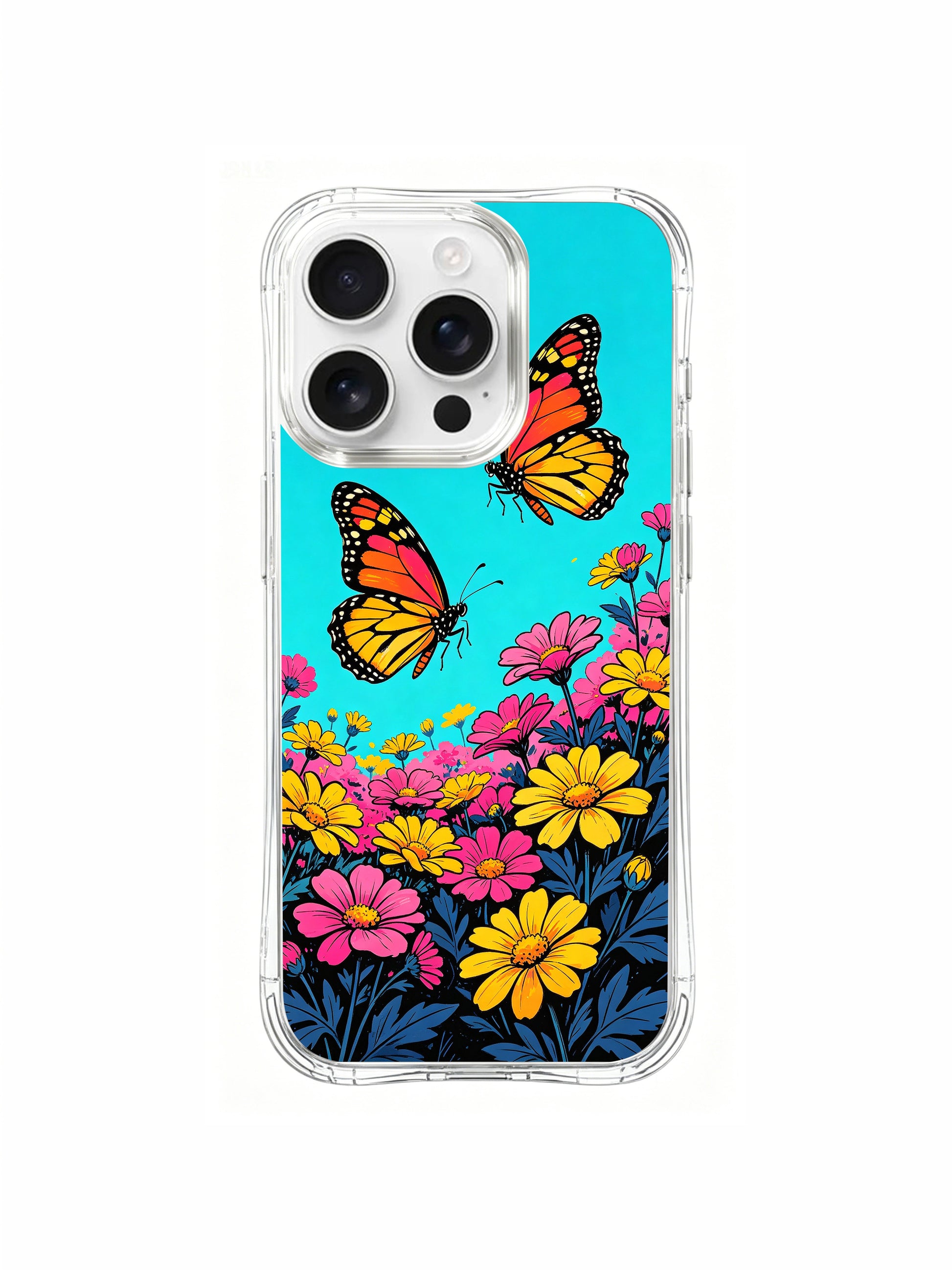  PhoneCasing fiery floral courage art on an iPhone 16 Pro Max Case, where burning flowers frame a bright sky, representing bold action and passionate love.