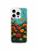 Fiery poppy frame design on an iPhone 16 Pro Max case