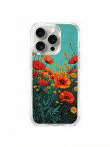 Fiery poppy meadow artwork on an iPhone 16 Pro Max case