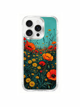 Flame poppy garden on an iPhone 16 Pro Max case