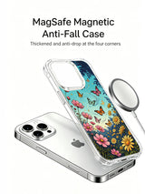 PhoneCasing Floral Butterfly Rhythm iPhone 16 Pro Max Case, a lively illustration of summer meadow flowers and colorful butterflies.