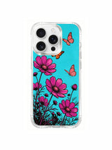 Floral and butterfly drawing on an iPhone 16 Pro Max case