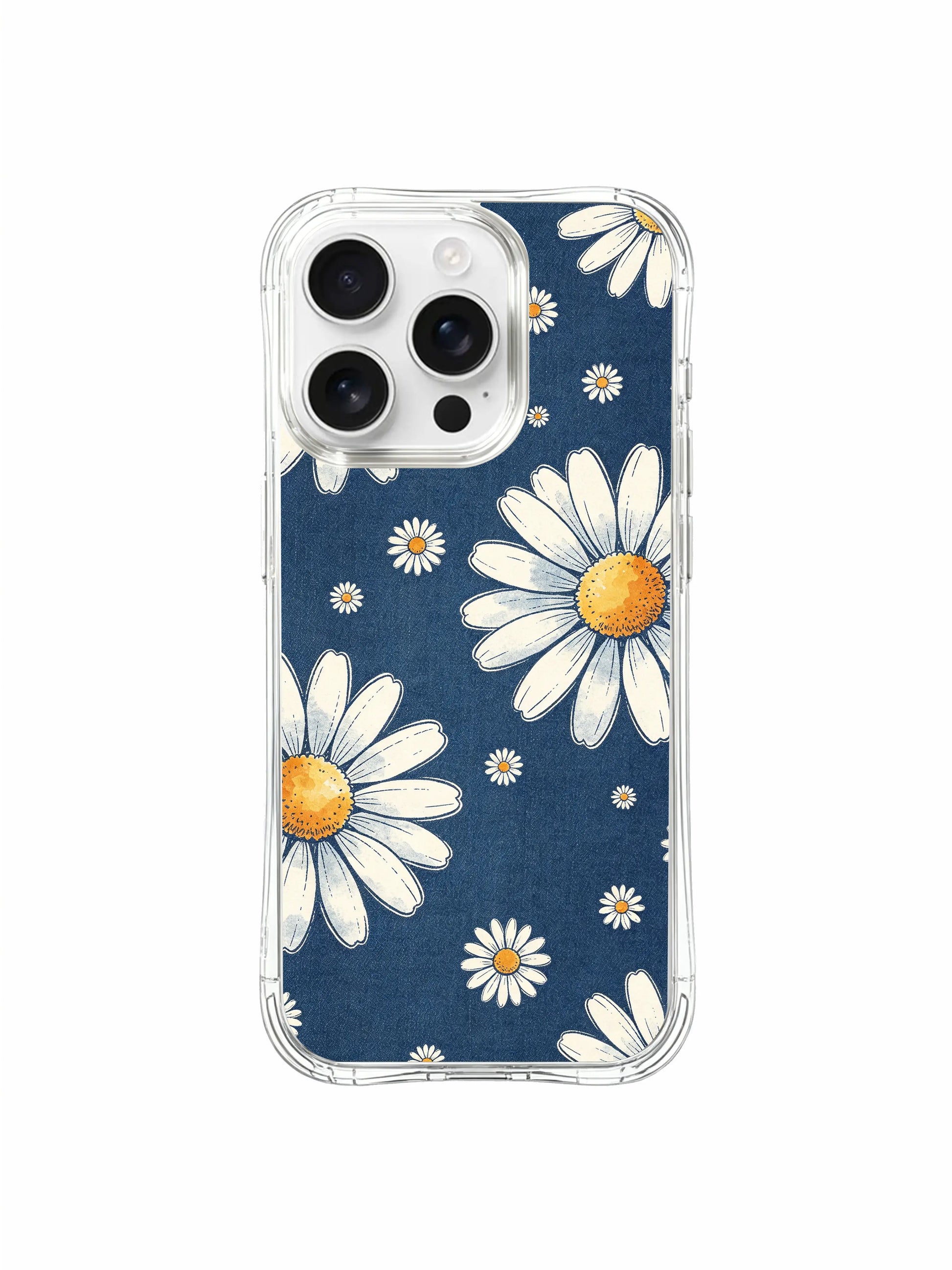 PhoneCasing iPhone 16 Pro Max Case featuring the daylight-inspired indigo daisy aesthetic by Daisy Vale, a nostalgic print that brings cozy, familiar charm to your device.