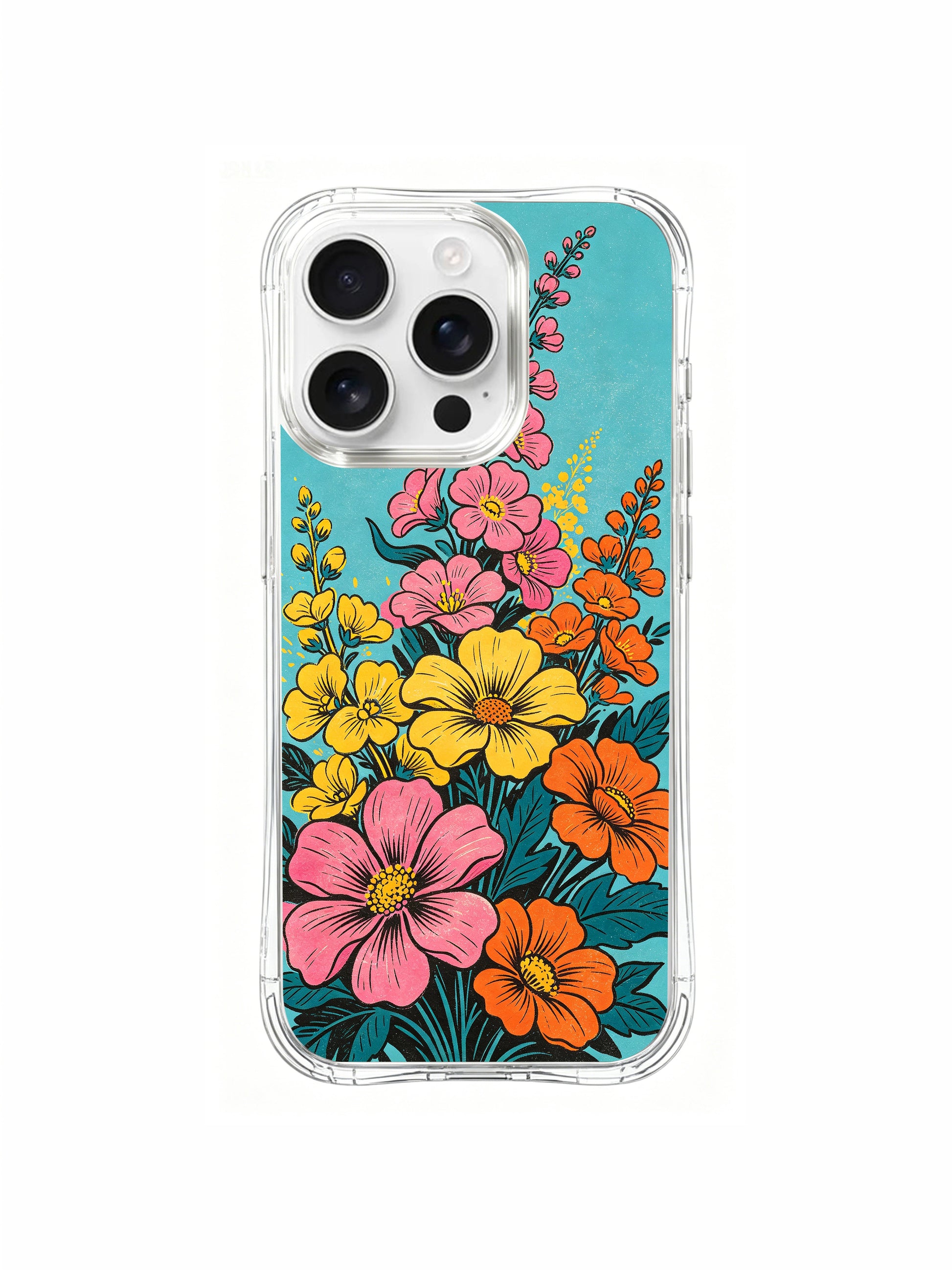PhoneCasing Aurora Bloom "Heatwave" art on an iPhone 16 Pro Max Case, a vibrant floral design that captures the warmth and energy of a summer day.