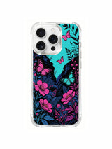 PhoneCasing magical night garden design on an iPhone 16 Pro Max Case, Aurora Bloom’s vision of a secret valley where butterflies bloom after dark.