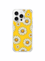 PhoneCasing iPhone 16 Pro Max Case with MagSafe compatibility, featuring the bright yellow daisy design by artist Daisy Vale.