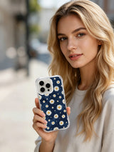 PhoneCasing iPhone 16 Pro Max Case with hand-drawn floral daisy art by Mira Bloomwell, the perfect blend of whimsical charm and premium protection.