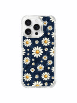PhoneCasing iPhone 16 Pro Max Case with soft watercolor daisy art by Mira Bloomwell, the Midnight Daisy Rain design brings a peaceful, dreamy touch to your device.