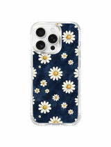 PhoneCasing iPhone 16 Pro Max Case featuring whimsical daisy art from Mira Bloomwell, the Midnight Daisy Rain design brings gentle joy to your device.